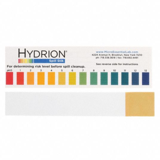 HYDRION, 1.0 pH, 6 in Overall Lg, pH Test Strips 14G847DS8020