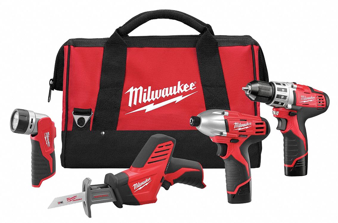 MILWAUKEE, 12 V Volt, 4 Tools, Cordless Combination Kit 14G9462498