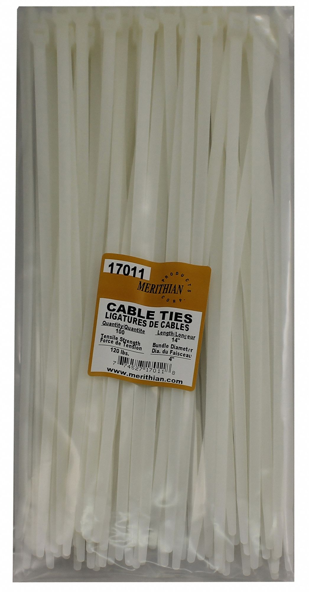 CABLE TIES, NYLON 6/6, NATURAL, 0.3 IN WIDTH, FLAME RETARDANT, 14 IN, GENERAL PURPOSE