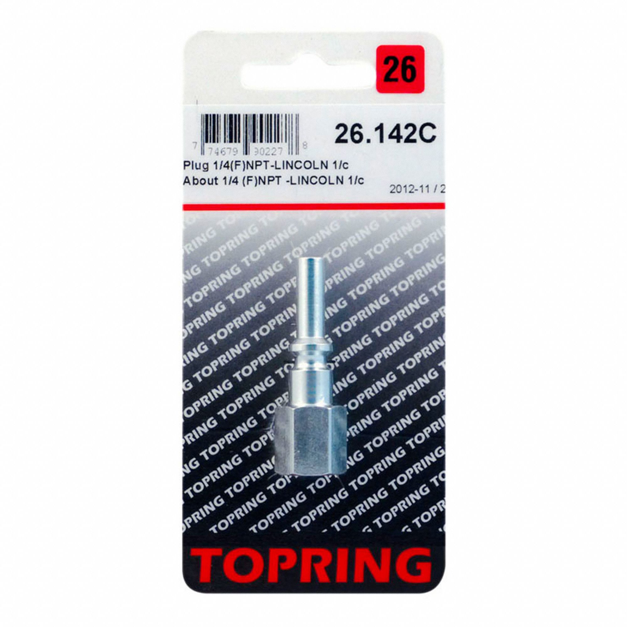 TOPRING COUPLER PLUG,NPT,1/4 IN BODY SZ - 12899 - TOP26.142C