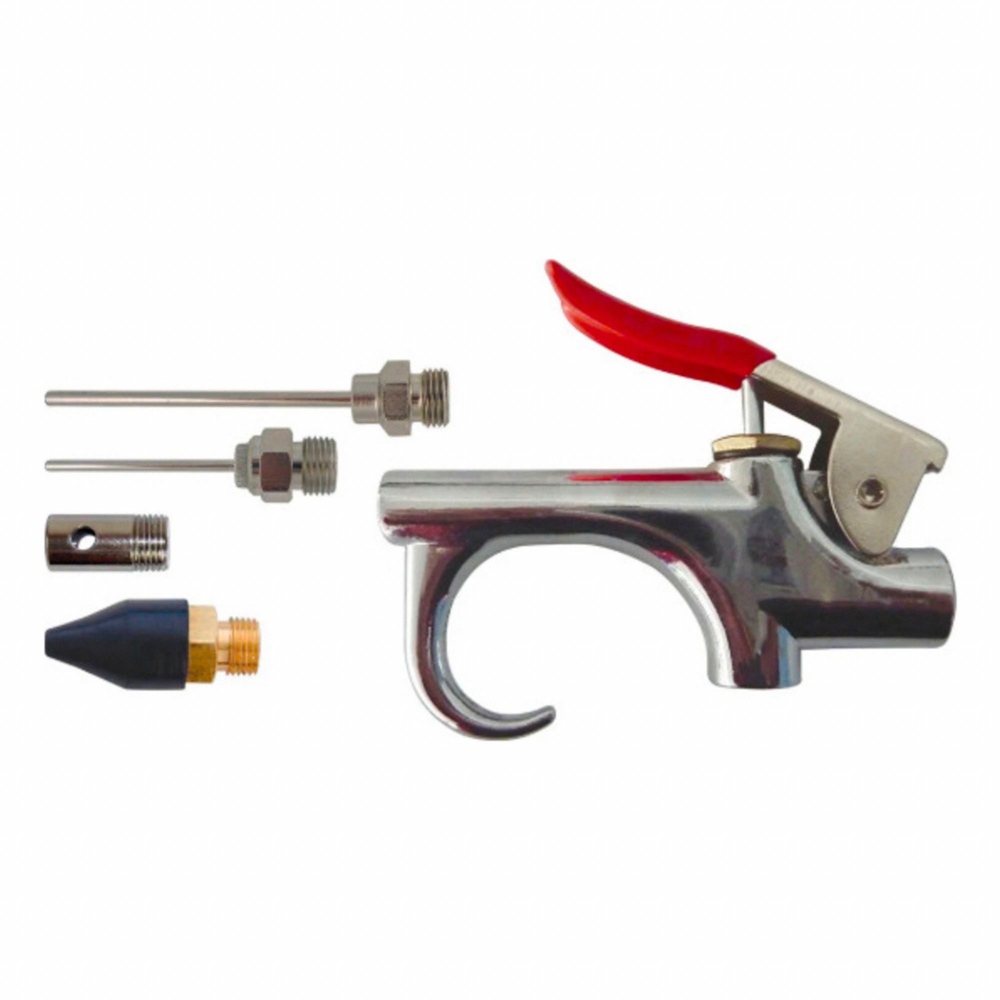 AIR-POWERED GUN, ZINC, AIR INLET SIZE/TYPE NPT/1/4 IN, FEMALE, 7 17/32 IN L X 3 29/32 IN W, SILVER