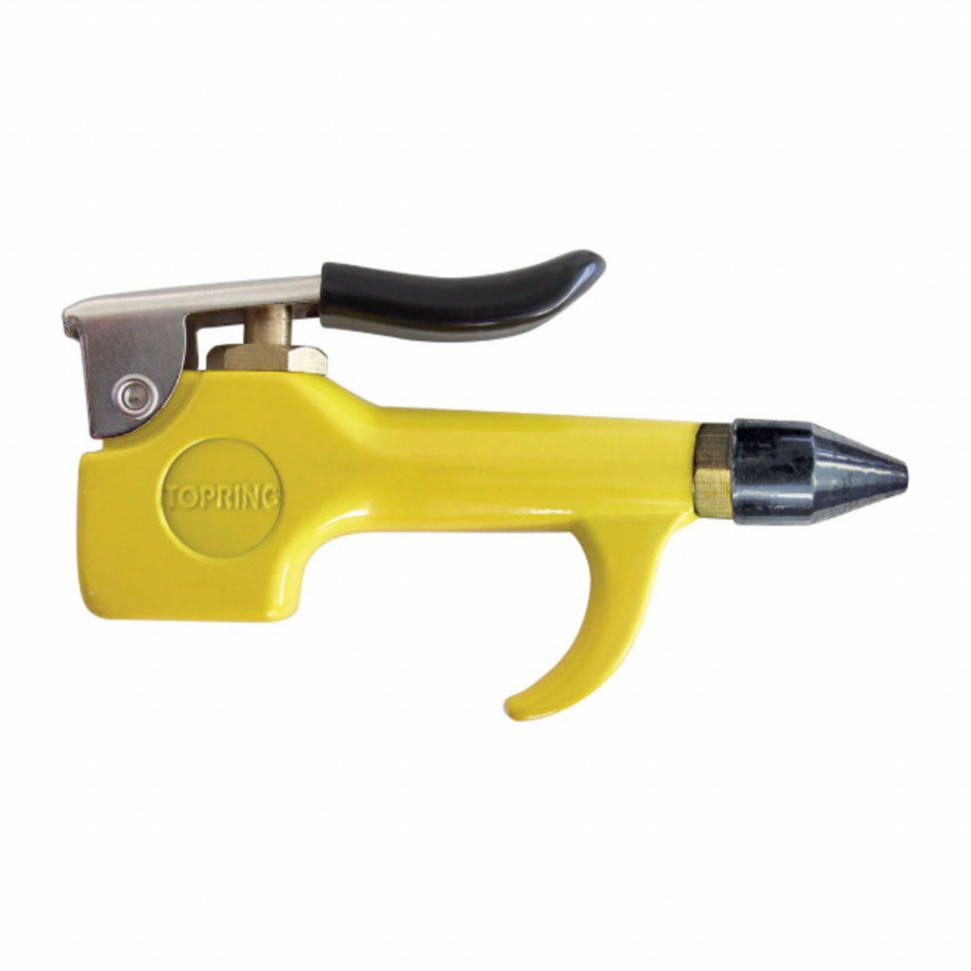 AIR-POWERED GUN, ZINC, AIR INLET SIZE/TYPE NPT/1/4 IN, FEMALE, 90 DB, 4 11/32 IN L X 2 3/4 IN W, YELLOW