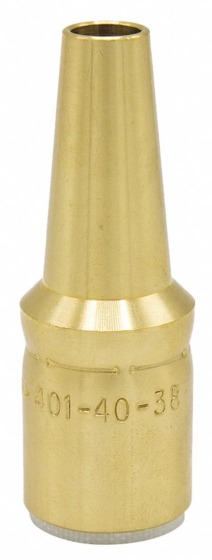 TOUGH LOCK CONSUMABLE SERIES NOZZLE, BRASS, 2 4/5 IN, FOR AUTOMATIC/SEMI AUTOMATIC MIG GUNS