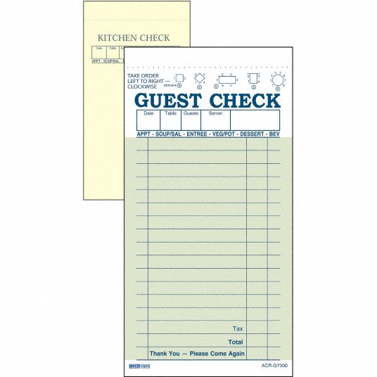 DAYMARK Guest Checks & Receipts, Binding Type Notepad, Number of Sheets