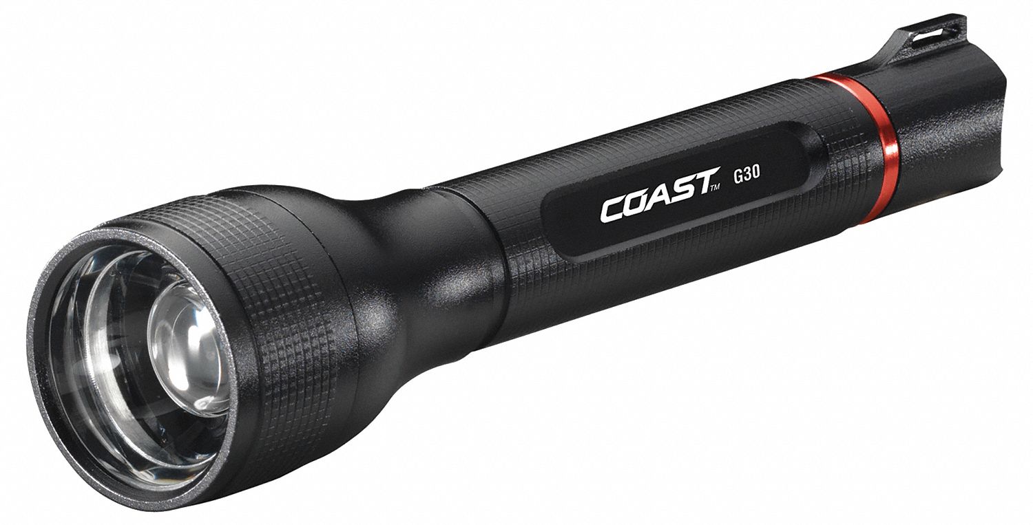 COAST Industrial Handheld Flashlight, Aluminum, Maximum Lumens Output 121, Black 14H209G30