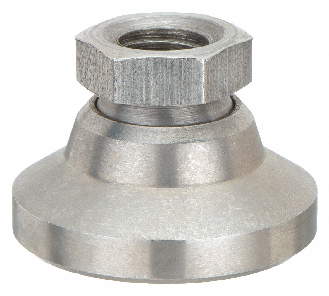 Female-End Leveling Mount: Swivel Boltless, Stainless Steel, M16 Thread Size, 64 mm Base