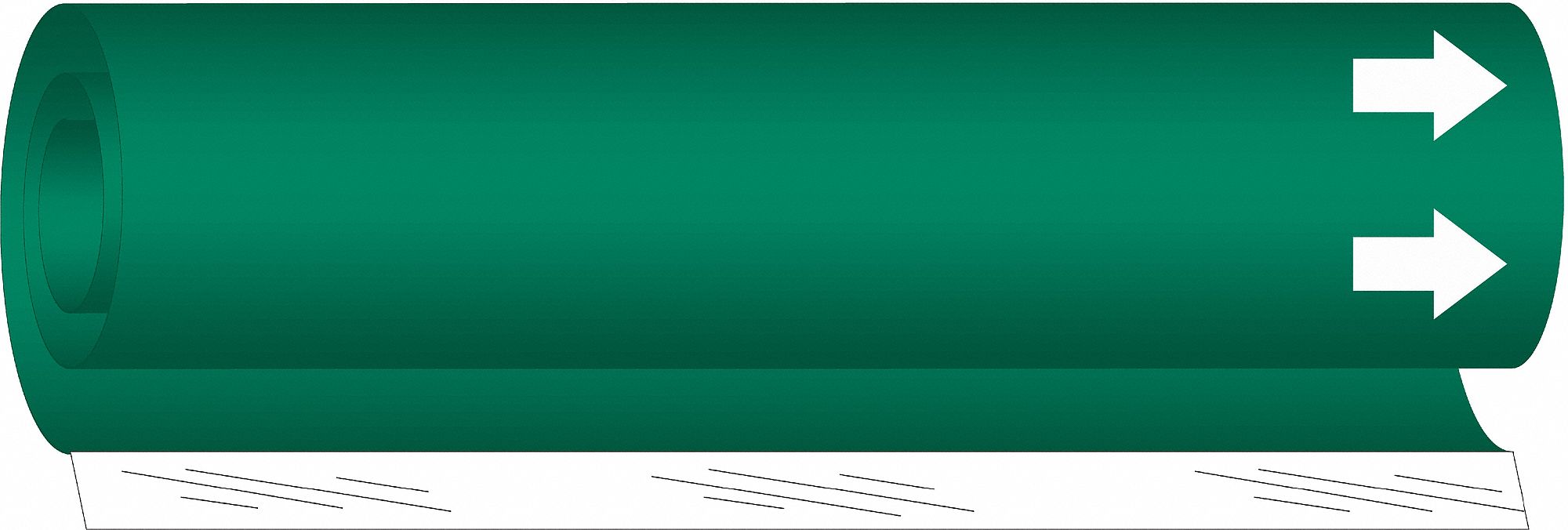 Pipe Marker: Green, White, Fits 1 1/2 to 2 3/8 in Pipe O.D., 1 Pipe Markers, With