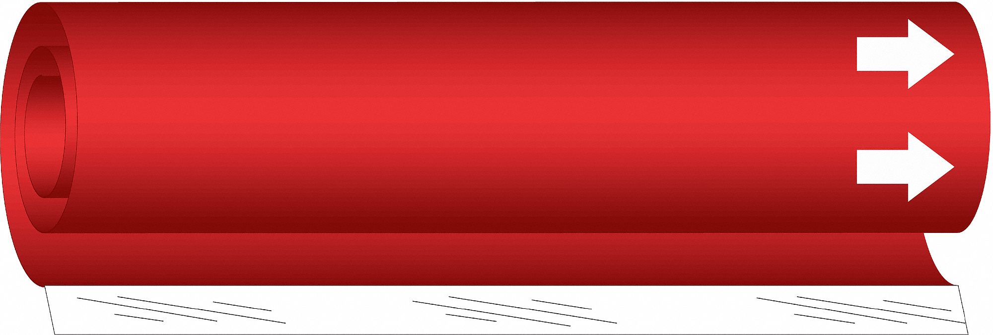 Pipe Marker: Red, White, Fits 1 1/2 to 2 3/8 in Pipe O.D., 1 Pipe Markers, With