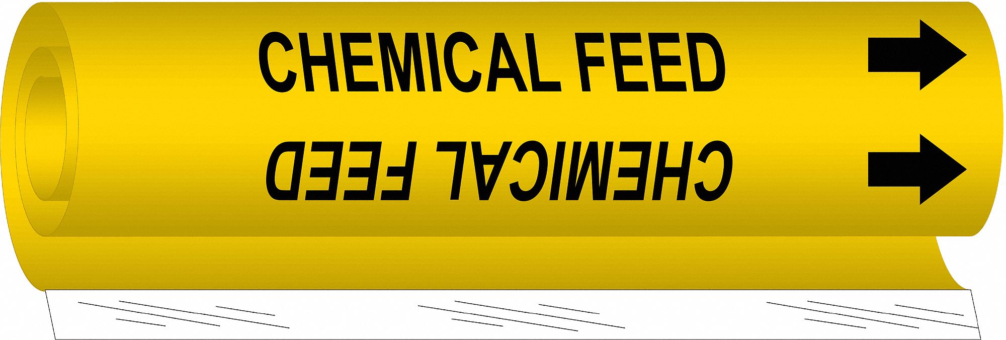 Pipe Marker: Chemical Feed, Yellow, Black, Fits 1 1/2 to 2 3/8 in Pipe O.D., 1 Pipe Markers