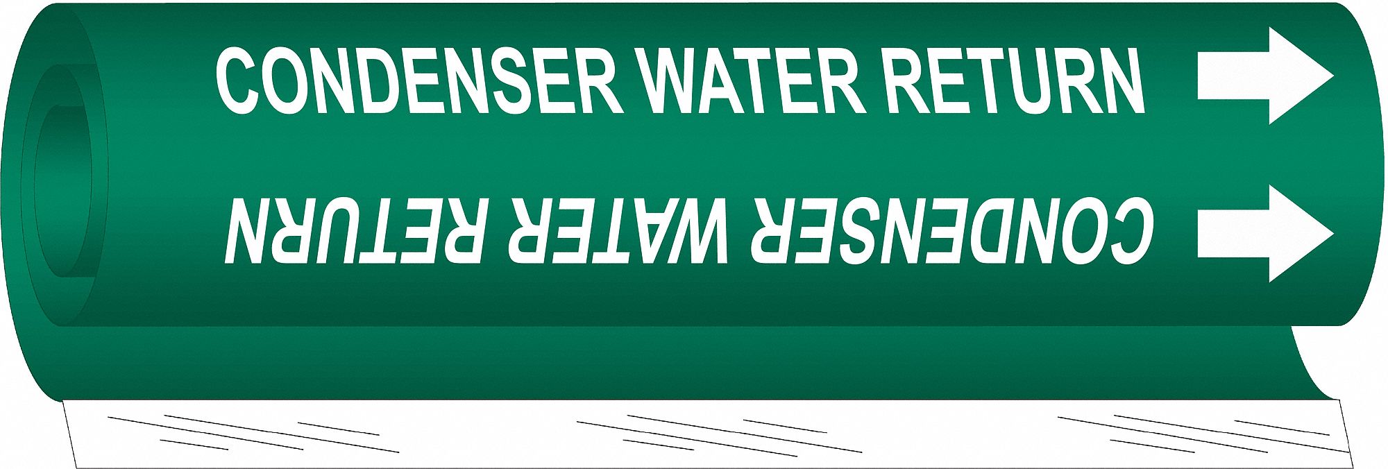 Pipe Marker: Condenser Water Return, Green, White, Fits 1/2 to 1 3/8 in Pipe O.D., 1 Pipe Markers