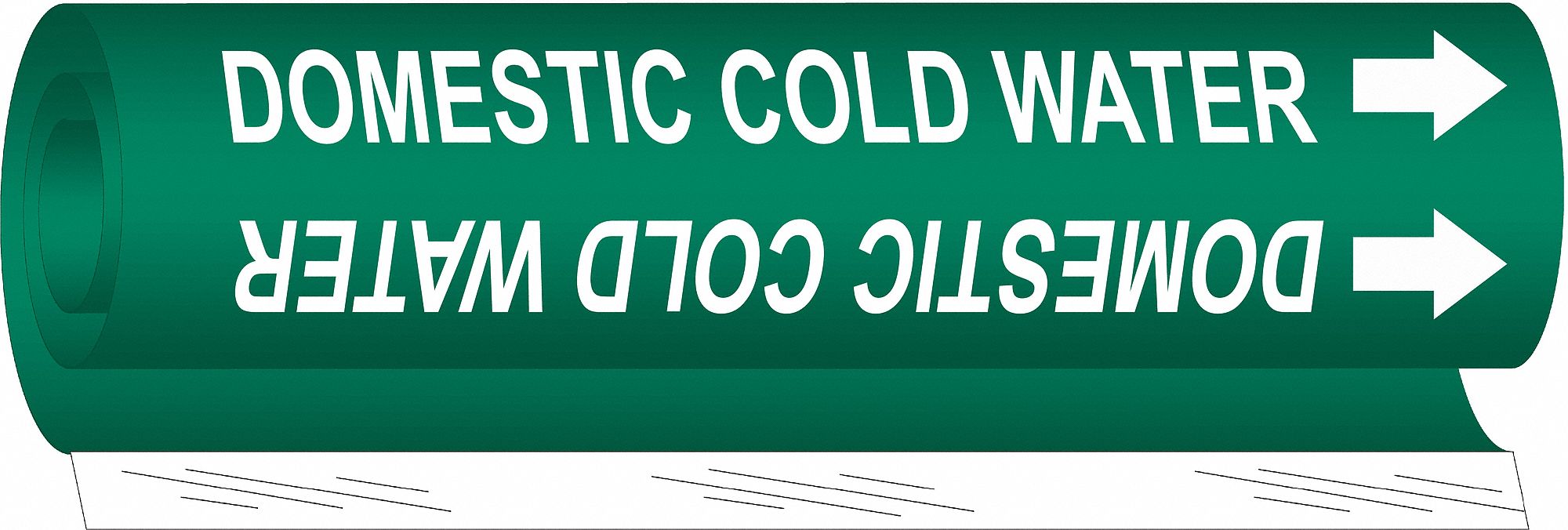 Domestic Cold Water, Green, Pipe Marker 14H8255673I Grainger