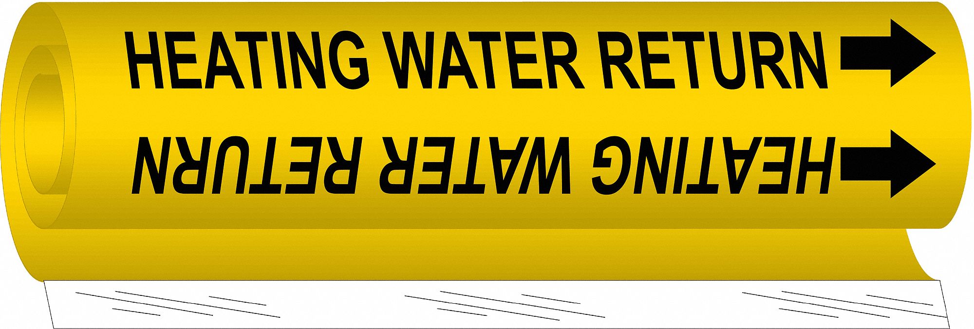 Heating Water Return, Yellow, Pipe Marker 14H8815702II Grainger