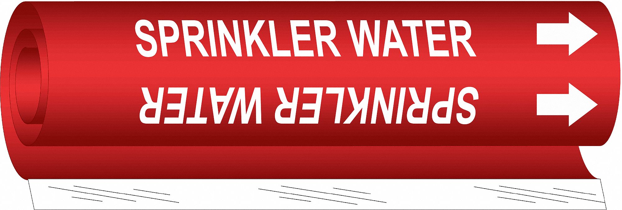 Pipe Marker: Sprinkler Water, Red, White, Fits 1/2 to 1 3/8 in Pipe O.D., 1 Pipe Markers