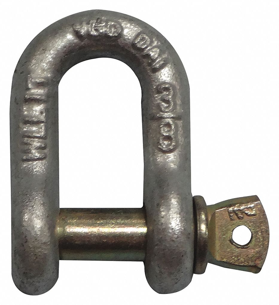 METAL SHACKLE, CARBON STEEL, 3 TON LOAD LIMIT, HOT DIP GALVANIZED FINISH