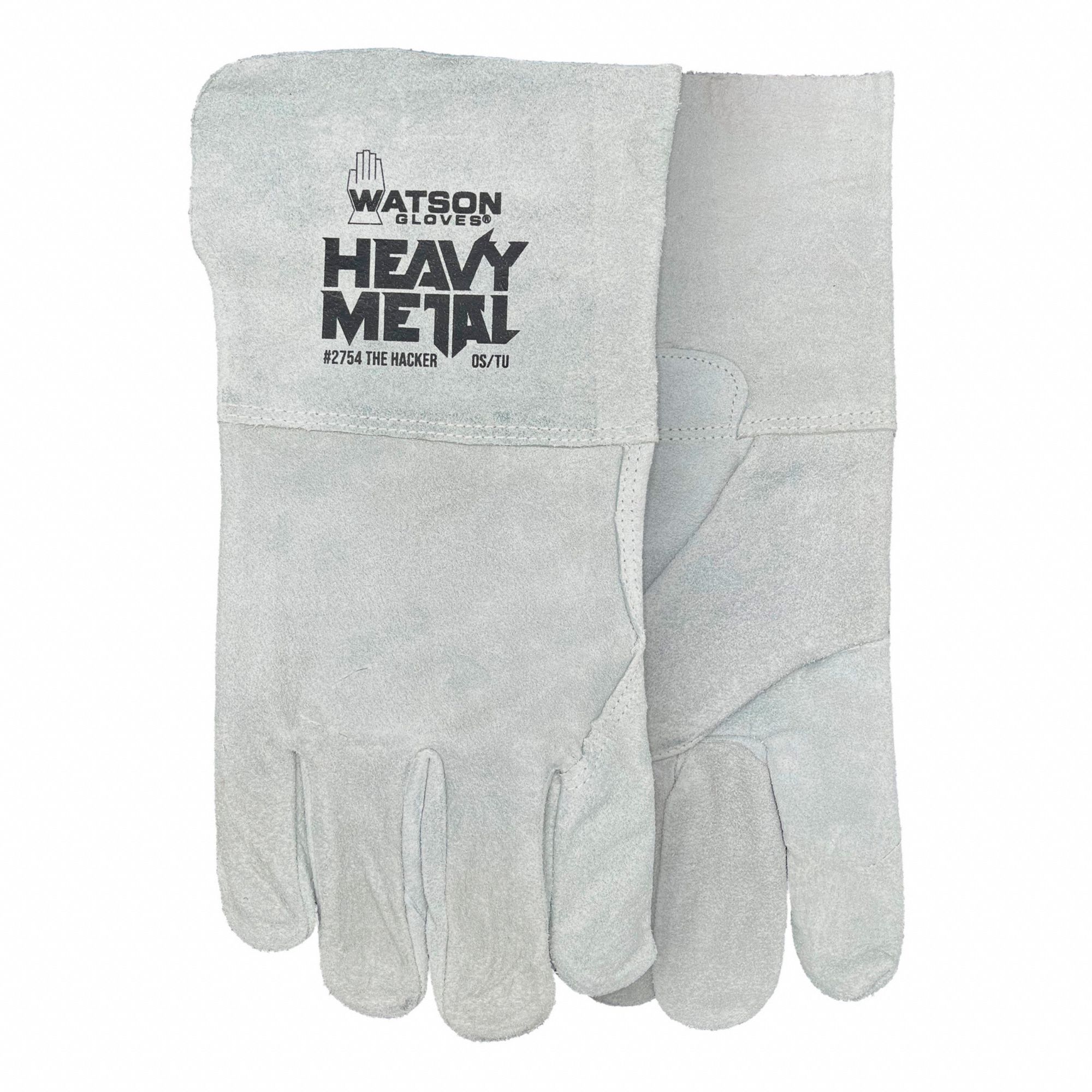 WELDING GLOVES, WING THUMB/GUNN CUT, COWHIDE/COTTON FLEECE, PR