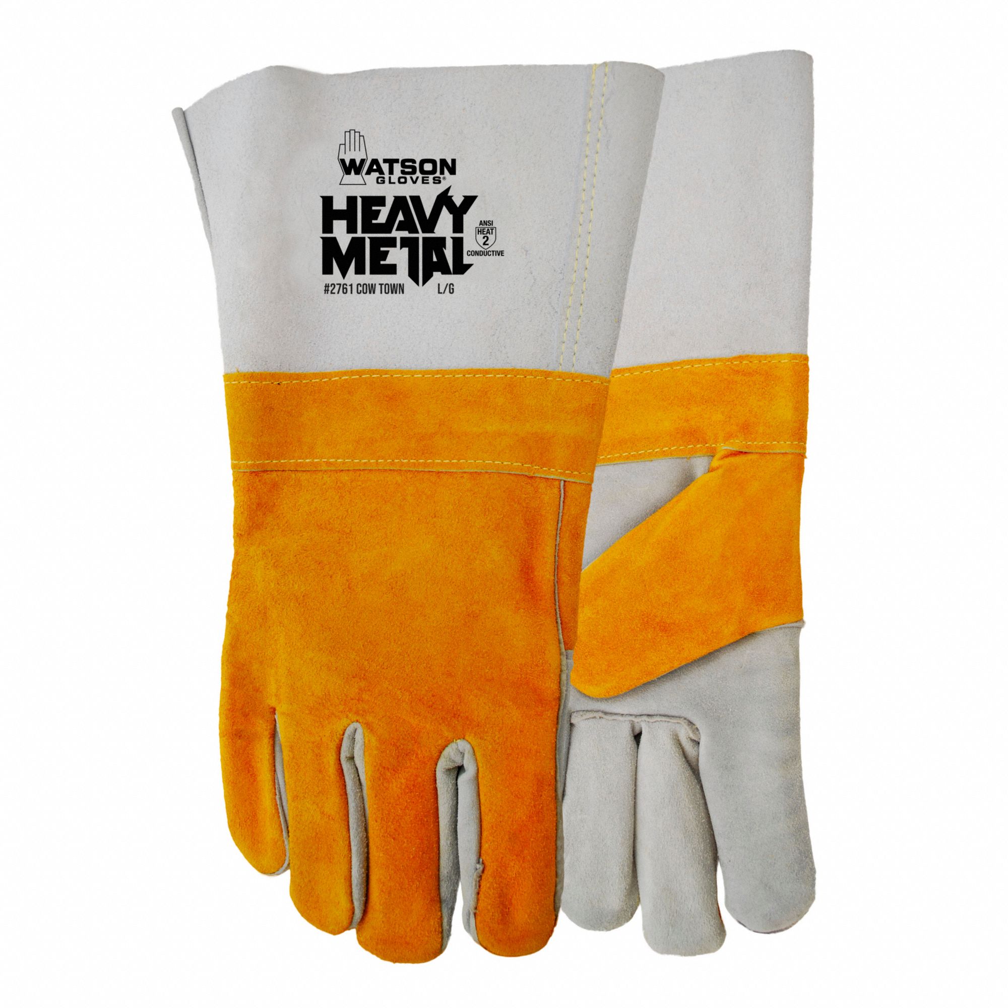 WELDING GLOVES, WING THUMB/GUNN CUT, SZ L, COWHIDE/KEVLAR/COTTON/FOAM, PR