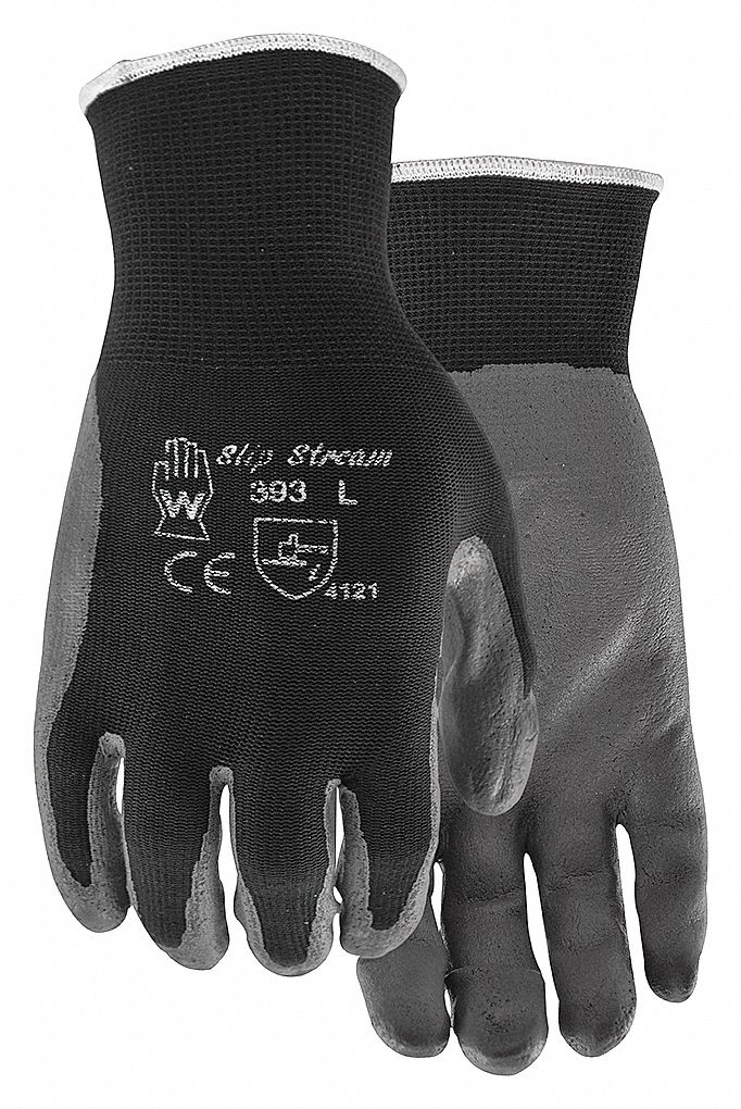 STEALTH SLIP STREAM GLOVES, BLK/GRY, L, ANSI/ISEA ABRASION 4/CUT A1/PUNCTURE 1, ¾ DIP