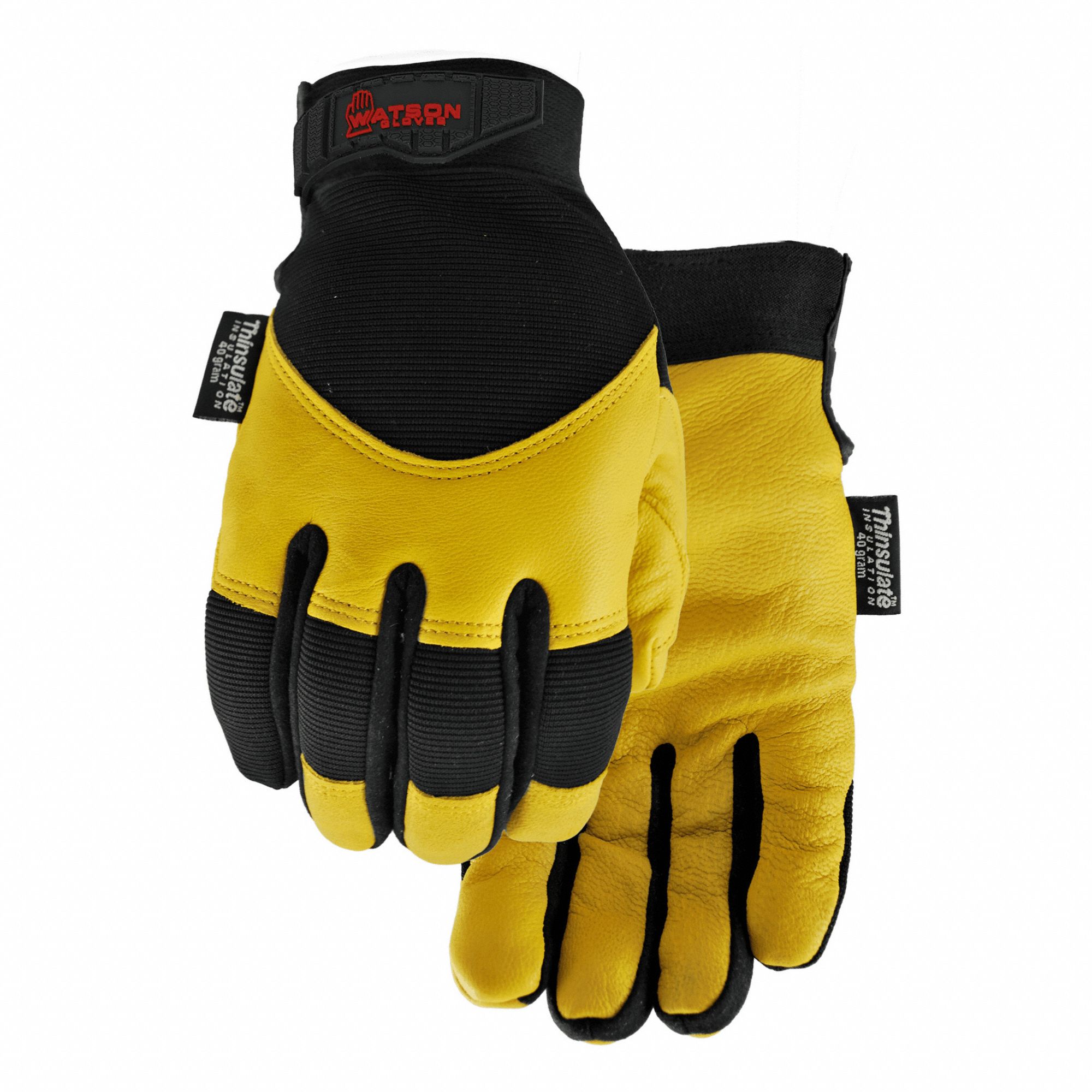 WINTER GLOVES, SIZE X-LARGE, GOATSKIN LEATHER/VELCRO/SPANDEX/THINSULATE