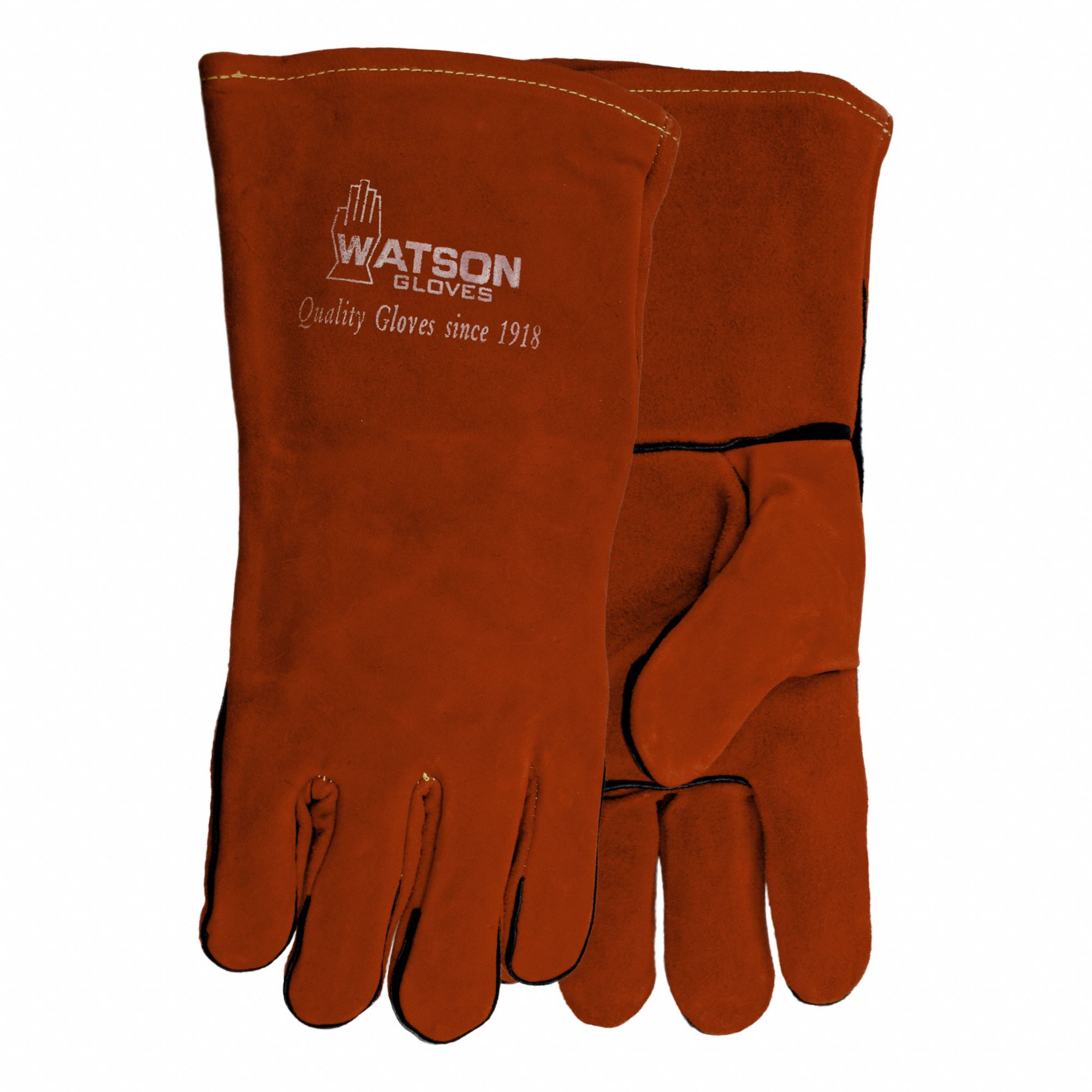 FIRE BRAND WELDING GLOVES, ONE SIZE, COWHIDE, GAUNTLET CUFF, COTTON FLEECE