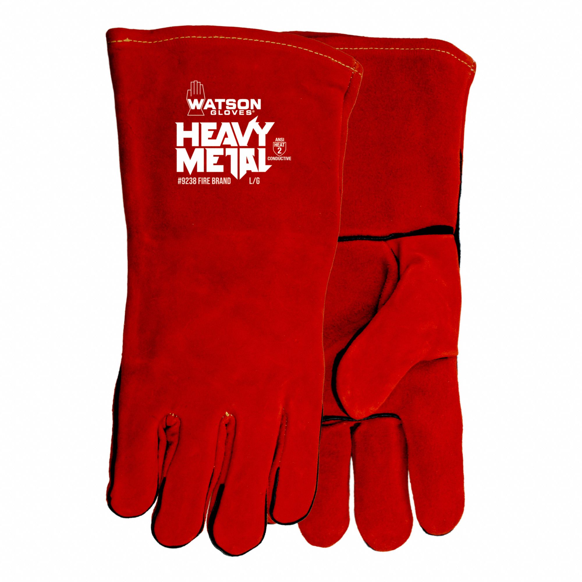 FIRE BRAND WELDING GLOVES, ONE SIZE, COWHIDE, GAUNTLET CUFF, COTTON FLEECE