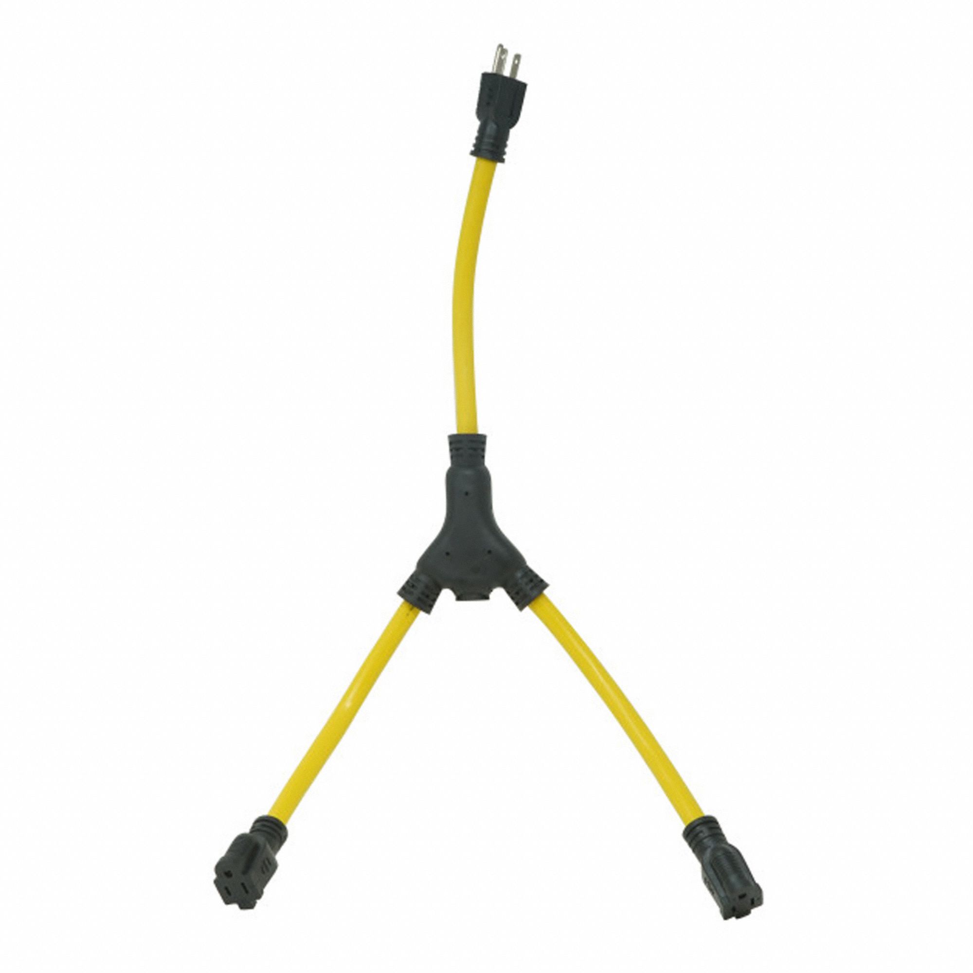 EXTENSION CORD Y ADAPTER,2 OUTLET/125V/15A,YELLOW, 0.61 M/0.595 IN NOMINAL OUTSIDE DIA,PVC