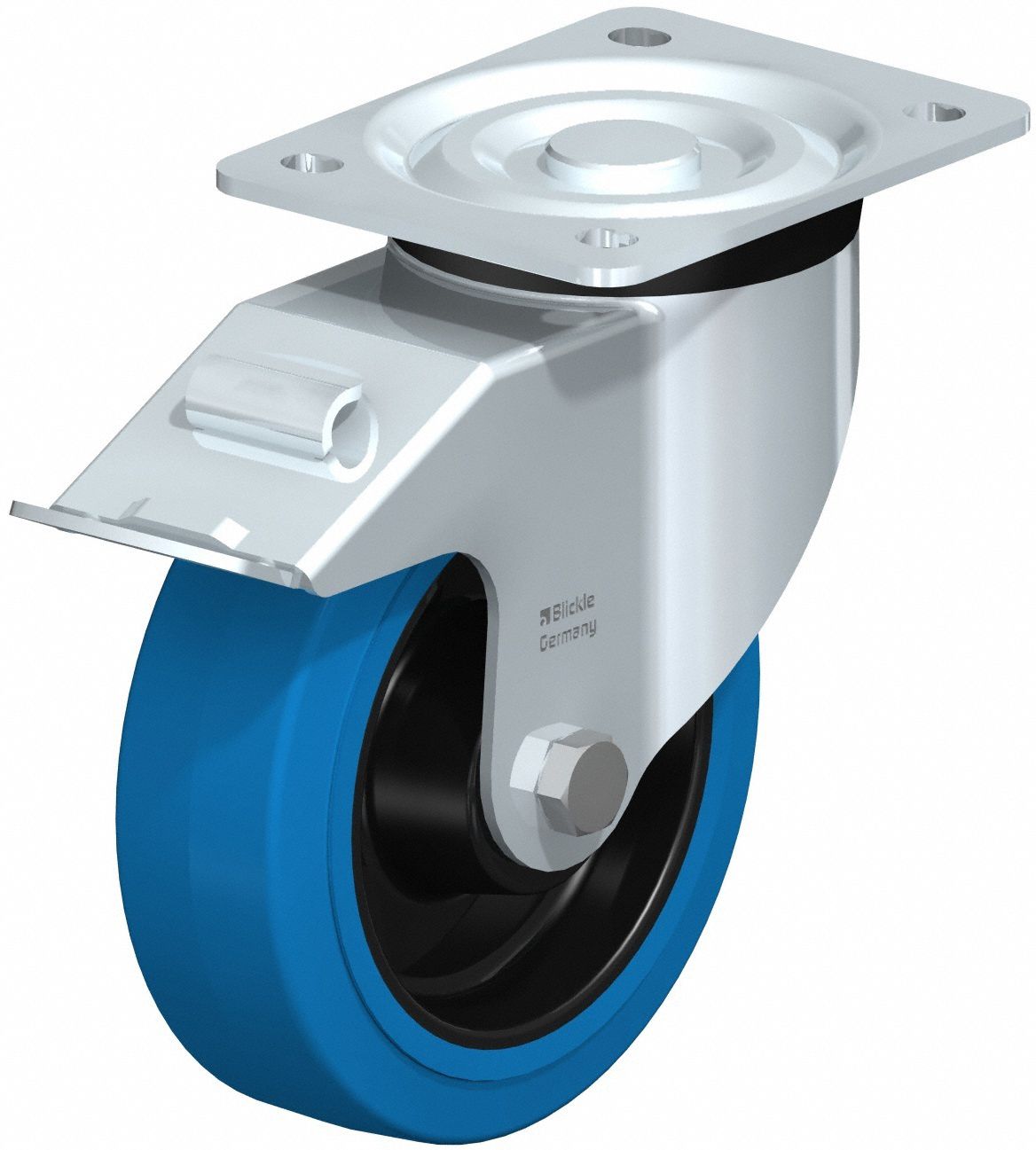 SWIVEL CASTER C DBL BEARINGS, 400KG LD CAP, BLACK, 50 X 195 X 160 MM, RUBBER/NYLON