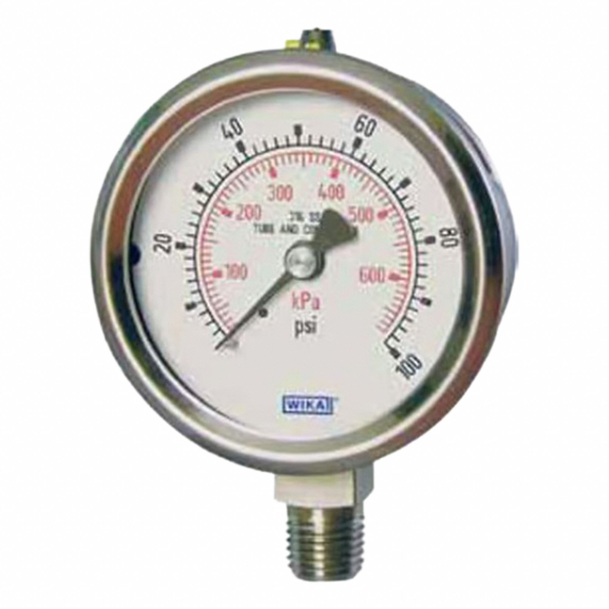 MANOMÈTRE,MONTAGE PAR LE BAS,0-600LB/PO2/KPA,1/4 PO MNPT,TLE DU CADRAN 1 1/2 PO