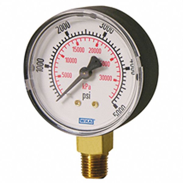 PRESSURE GAUGE, BOTTOM MOUNT, 0-30 PSI/KPA, 1/4 IN MNPT, DIAL SIZE 2 IN