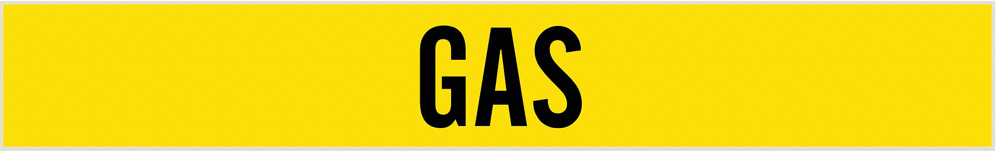 Pipe Marker: Gas, Yellow, Black, Fits 2 1/2 to 7 7/8 in Pipe O.D., 1 Pipe Markers, Without Arrows