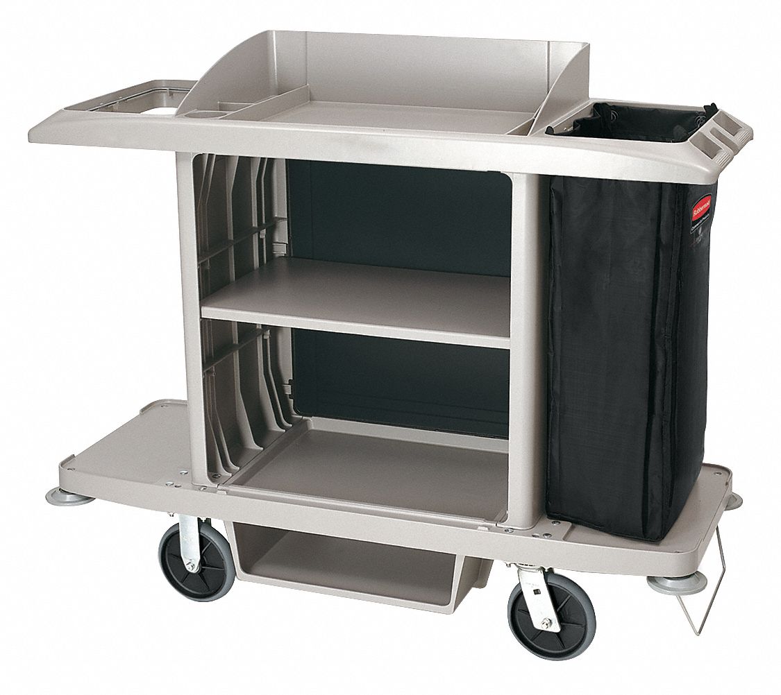 HOUSEKEEPING CART, 50 IN H, 30 GALLON CAPACITY