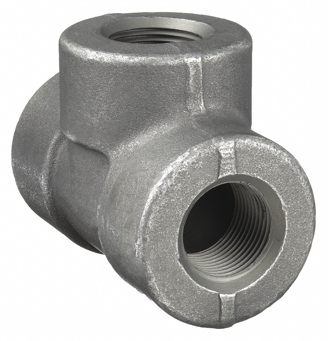 Tee: Forged Steel, 1 in x 1 in x 1 in Fitting Pipe Size, Female NPT x Female NPT x Female NPT