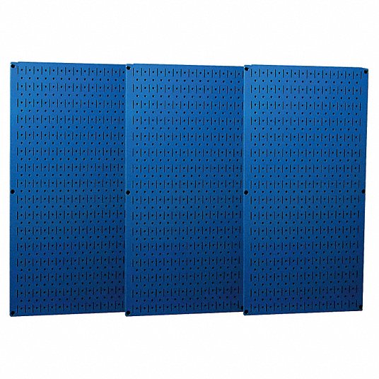 Pegboard Panel: 1 in Slots, 1/4 in Rd Holes, 32 in x 48 in x 3/4 in, Steel, Blue