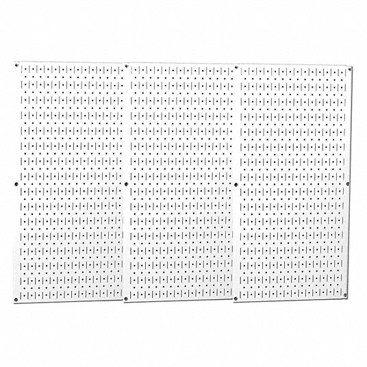 Pegboard Panel: 1 in Slots, 1/4 in Rd Hole 32 in x 48 in x 3/4 in, Steel, White
