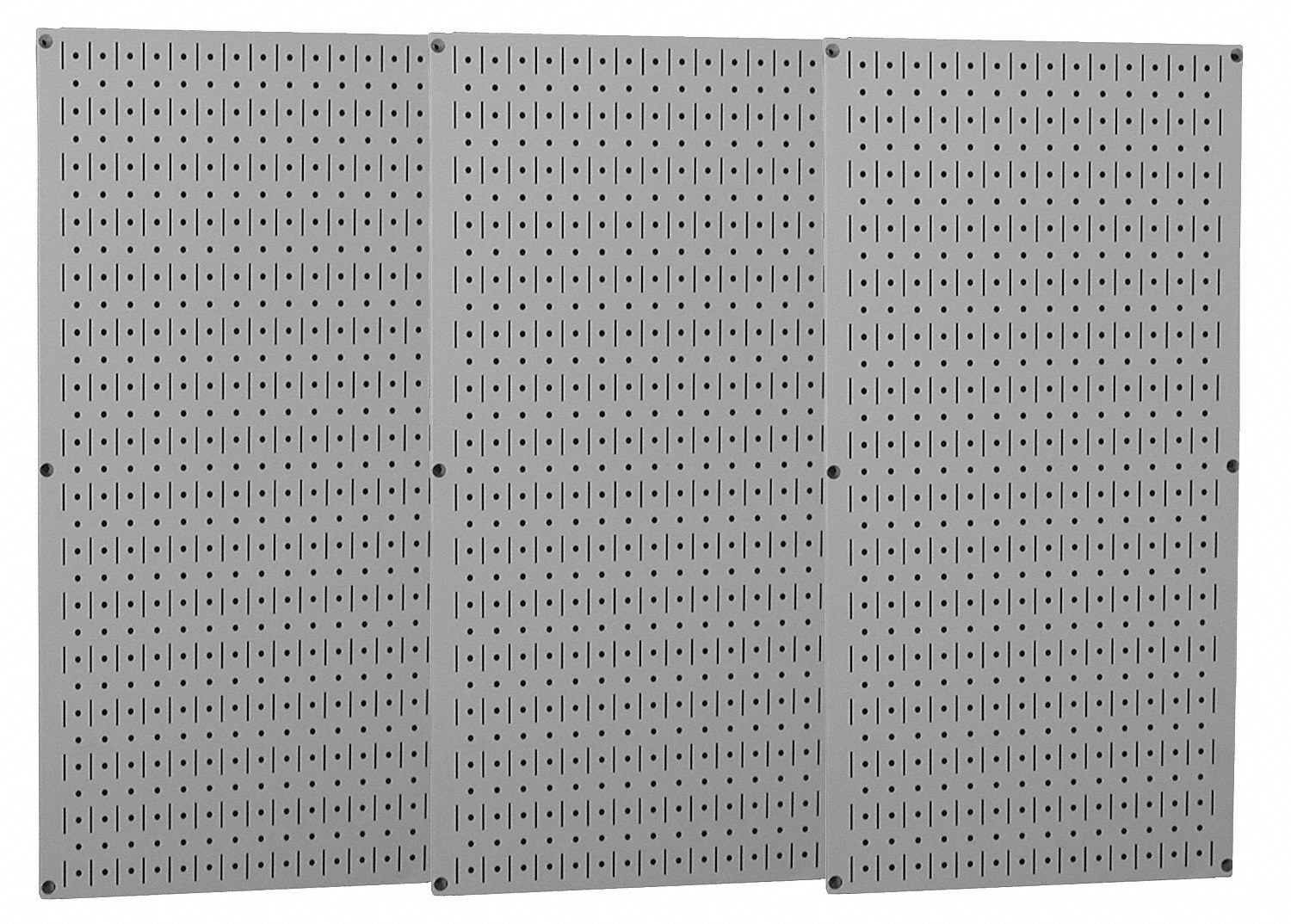 Pegboard Panel: 1 in Slots, 1/4 in Rd Holes, 32 in x 48 in x 3/4 in, Steel, Gray