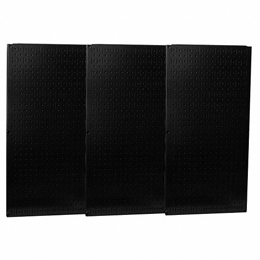 Pegboard Panel: 1 in Slots, 1/4 in Rd Holes, 32 in x 48 in x 3/4 in, Steel, Black