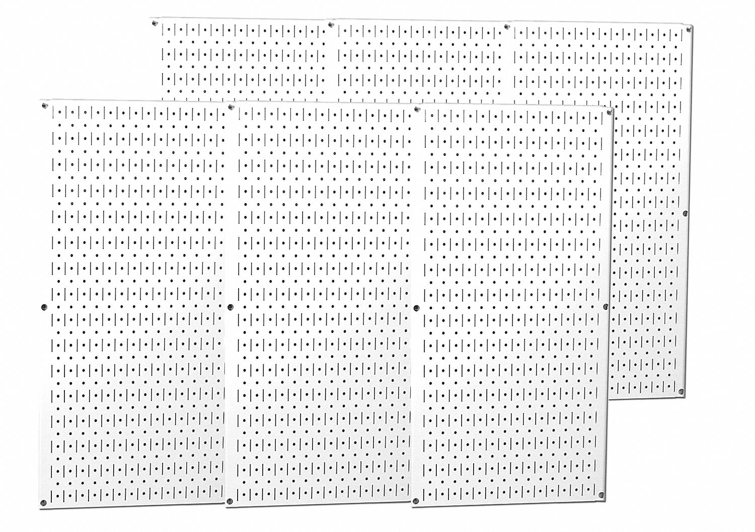 Pegboard Panel: 1 in Slots, 1/4 in Rd Hole, 32 in x 96 in x 3/4 in, Steel, White