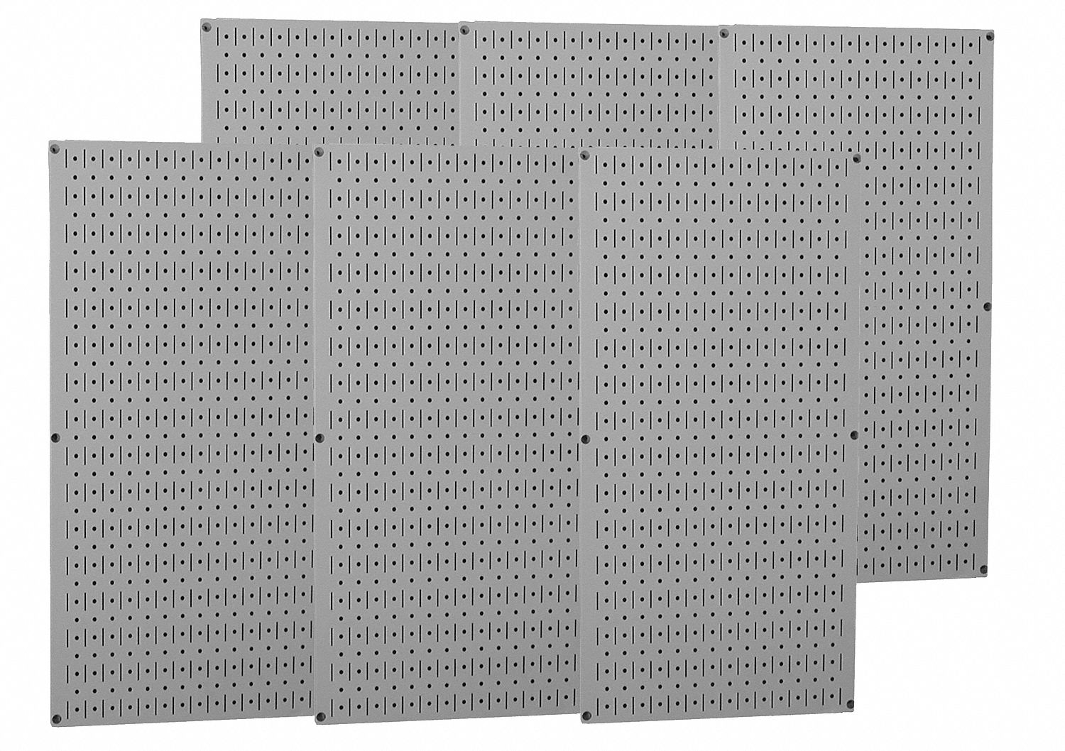 Pegboard Panel: 1 in Slots, 1/4 in Rd Holes, 32 in x 96 in x 3/4 in, Steel, Gray