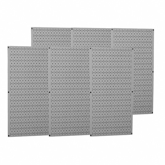 Pegboard Panel: 1 in Slots, 1/4 in Rd Holes, 32 in x 96 in x 3/4 in, Steel, Gray