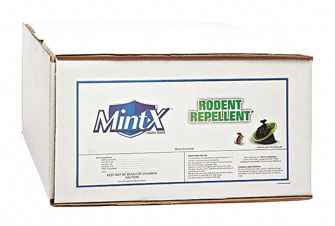 Rodent-Repellent Recycled Trash Bag: 60 gal Capacity, 38 in Wd, 58 in Ht, Black, 100 PK