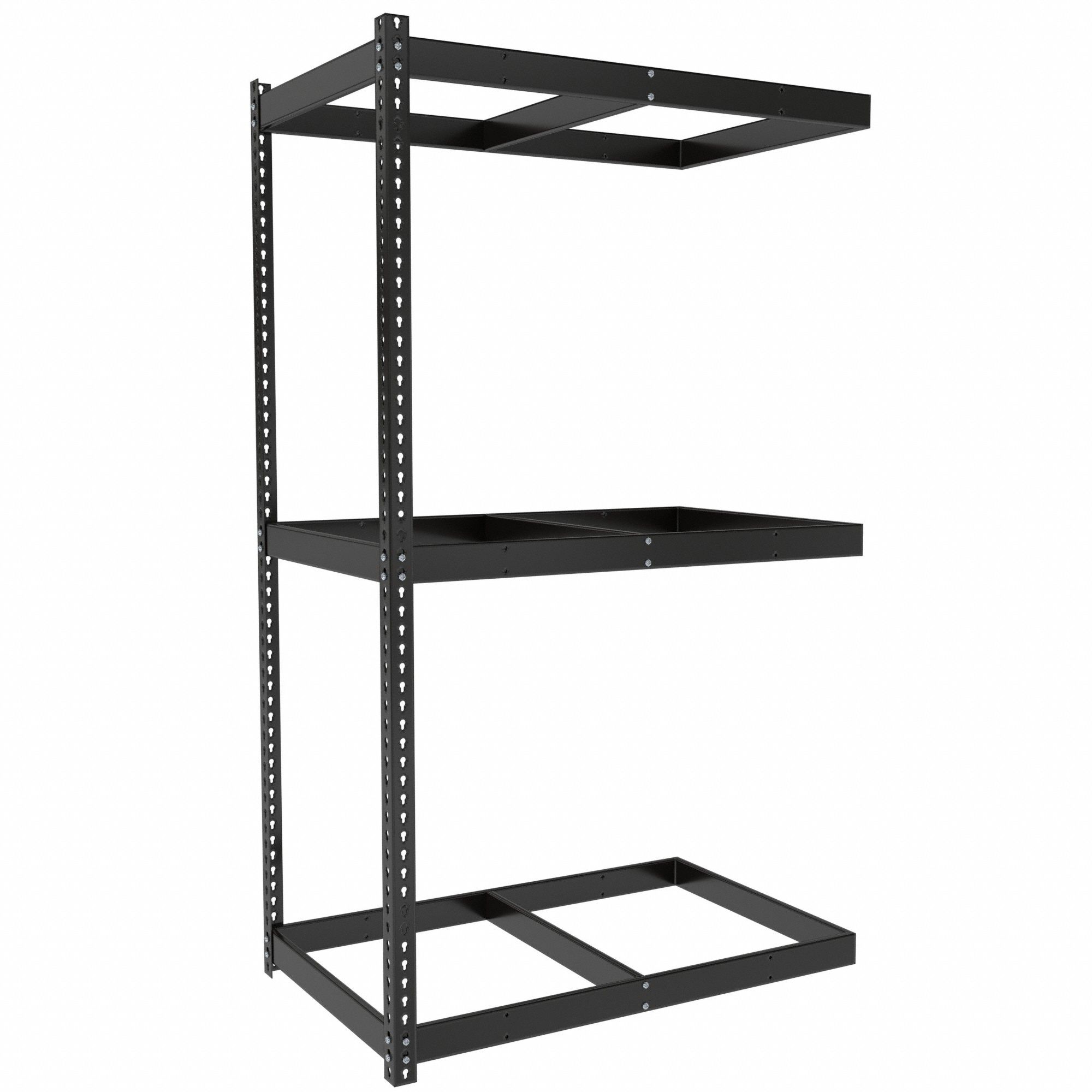 Boltless Shelving: Add-On, Medium-Duty, 48 in x 30 in, 84 in Overall Ht, 3 Shelves
