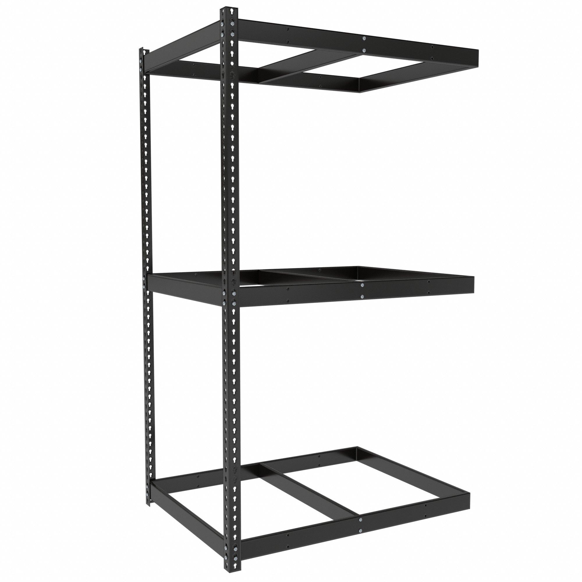 Boltless Shelving: Add-On, Medium-Duty, 48 in x 36 in, 84 in Overall Ht, 3 Shelves