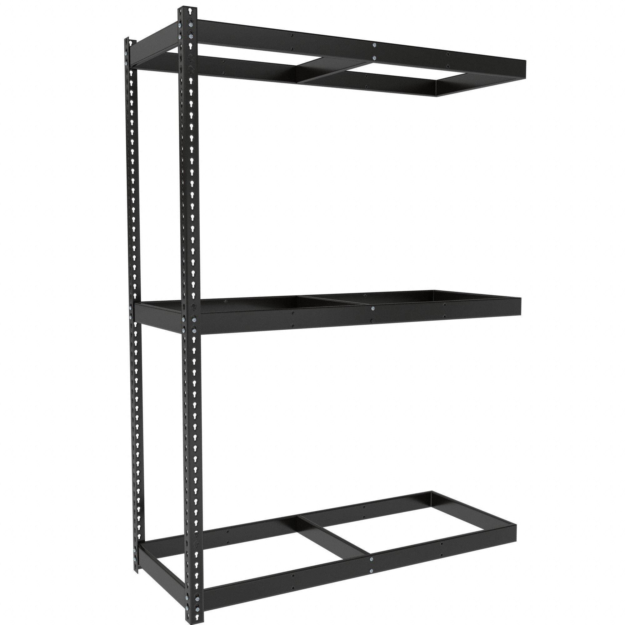 Boltless Shelving: Add-On, Medium-Duty, 60 in x 24 in, 84 in Overall Ht, 3 Shelves