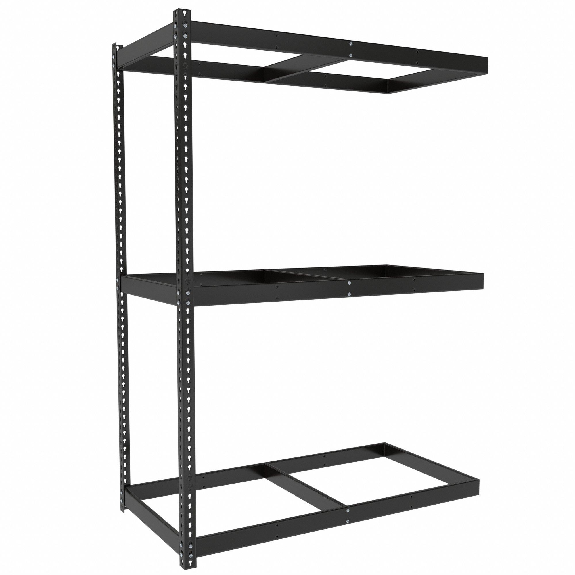 Boltless Shelving: Add-On, Medium-Duty, 60 in x 30 in, 84 in Overall Ht, 3 Shelves