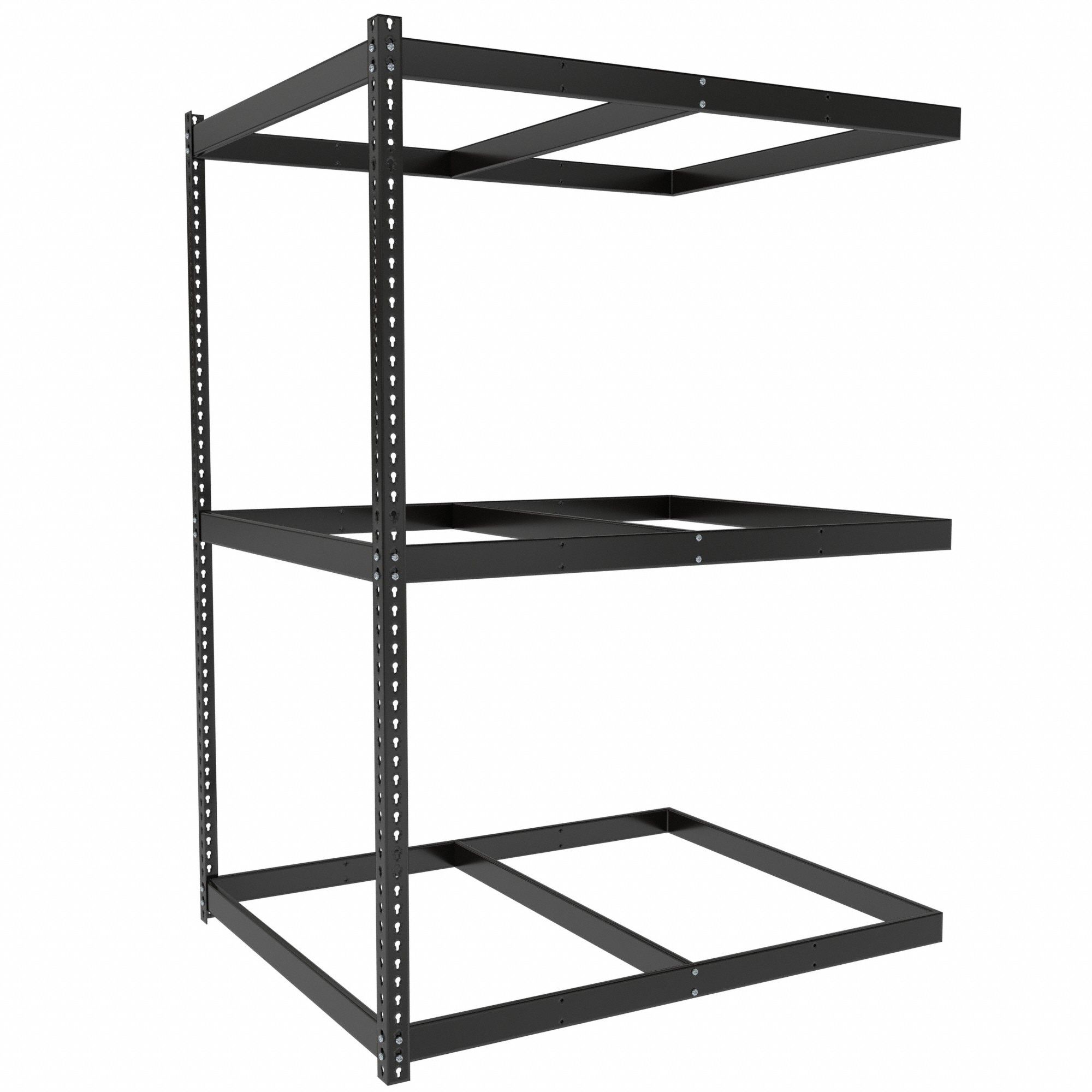 Boltless Shelving: Add-On, Medium-Duty, 60 in x 48 in, 84 in Overall Ht, 3 Shelves