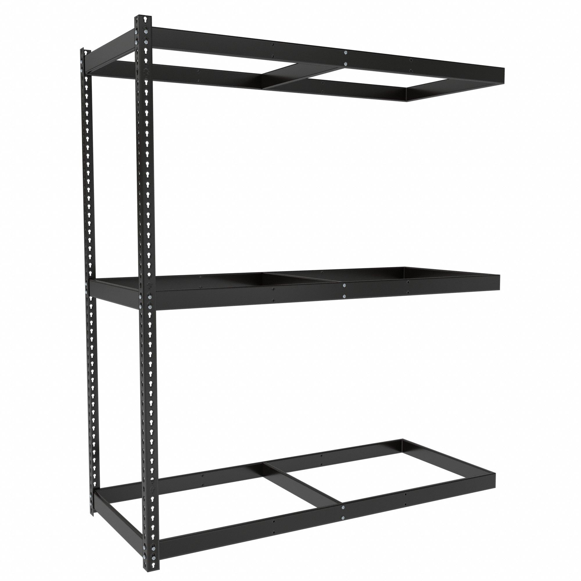 Boltless Shelving: Add-On, Medium-Duty, 72 in x 30 in, 84 in Overall Ht, 3 Shelves