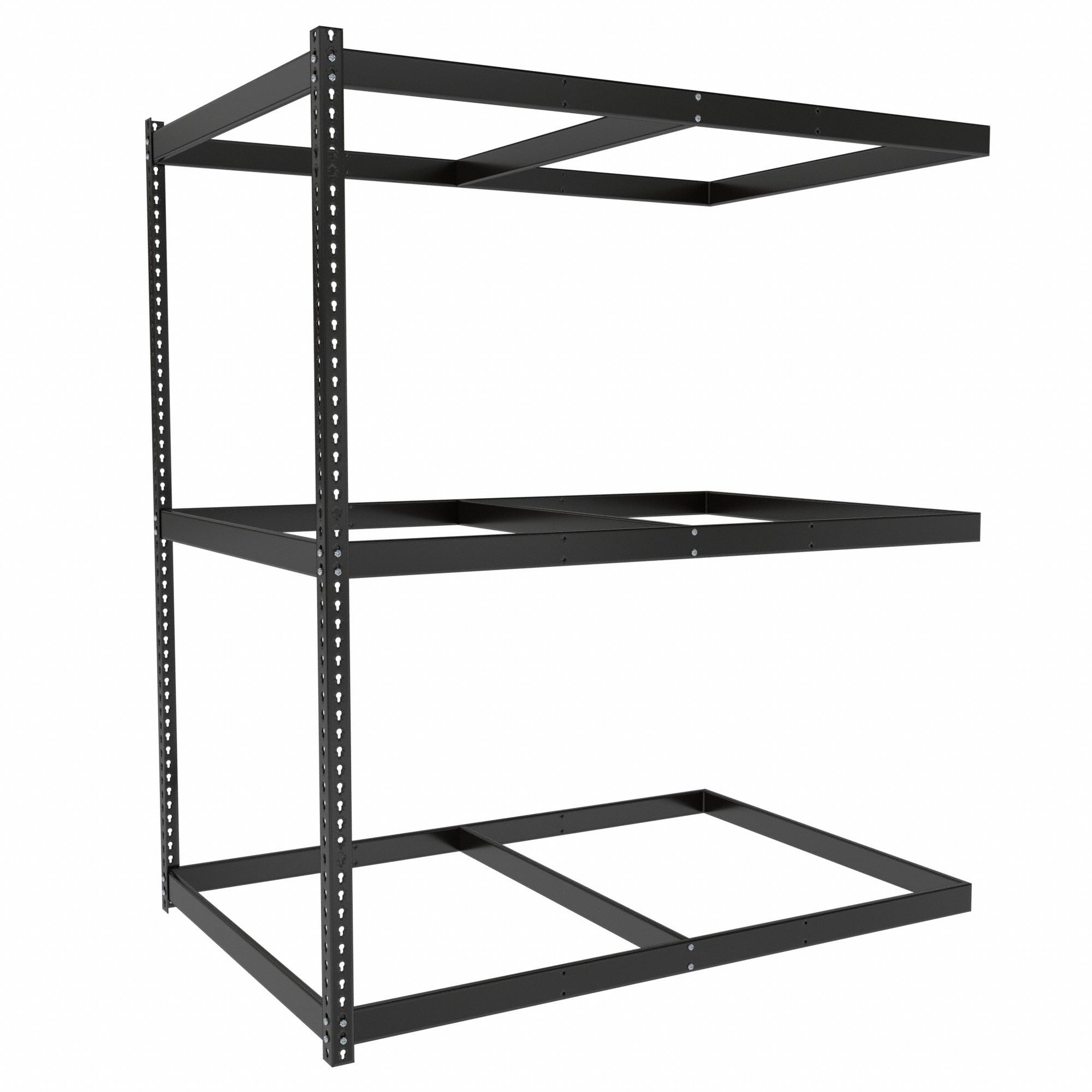 Boltless Shelving: Add-On, Medium-Duty, 72 in x 48 in, 84 in Overall Ht, 3 Shelves