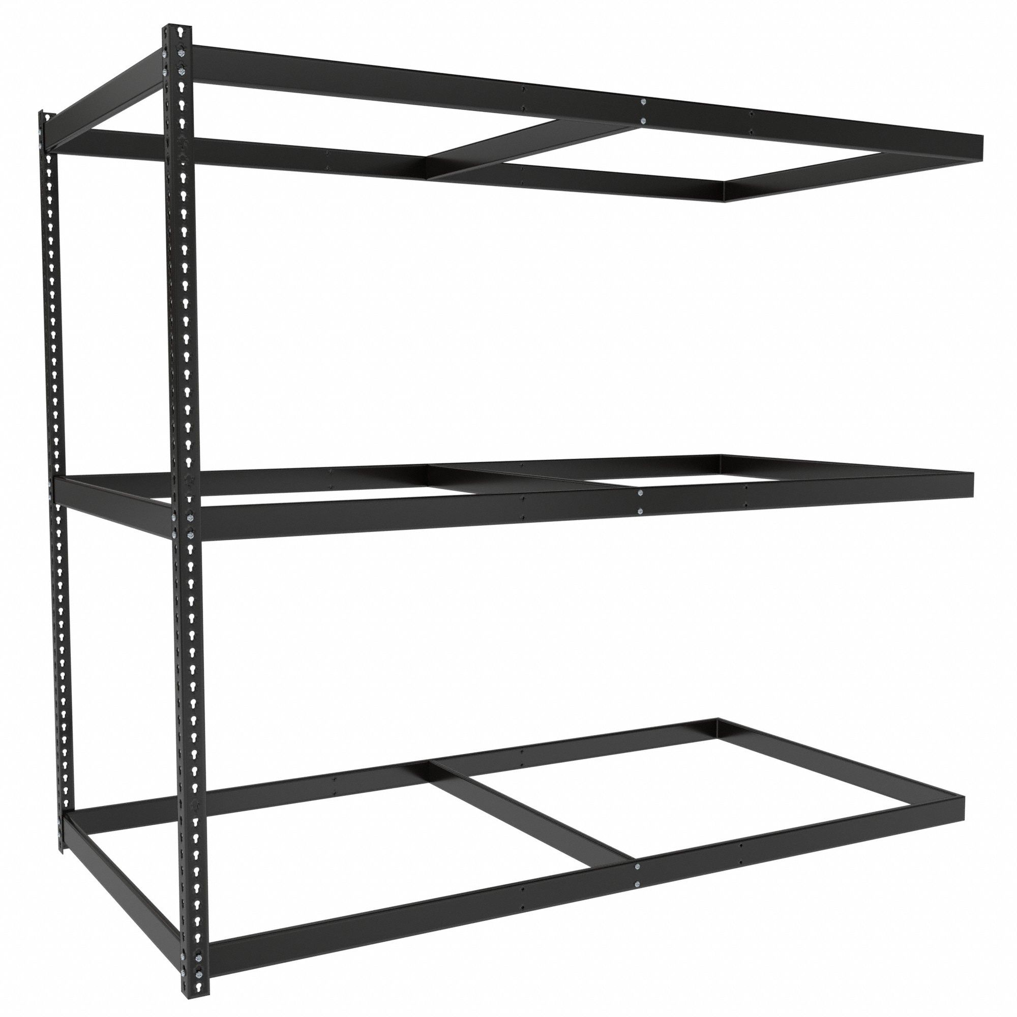 Boltless Shelving: Add-On, Medium-Duty, 96 in x 48 in, 84 in Overall Ht, 3 Shelves