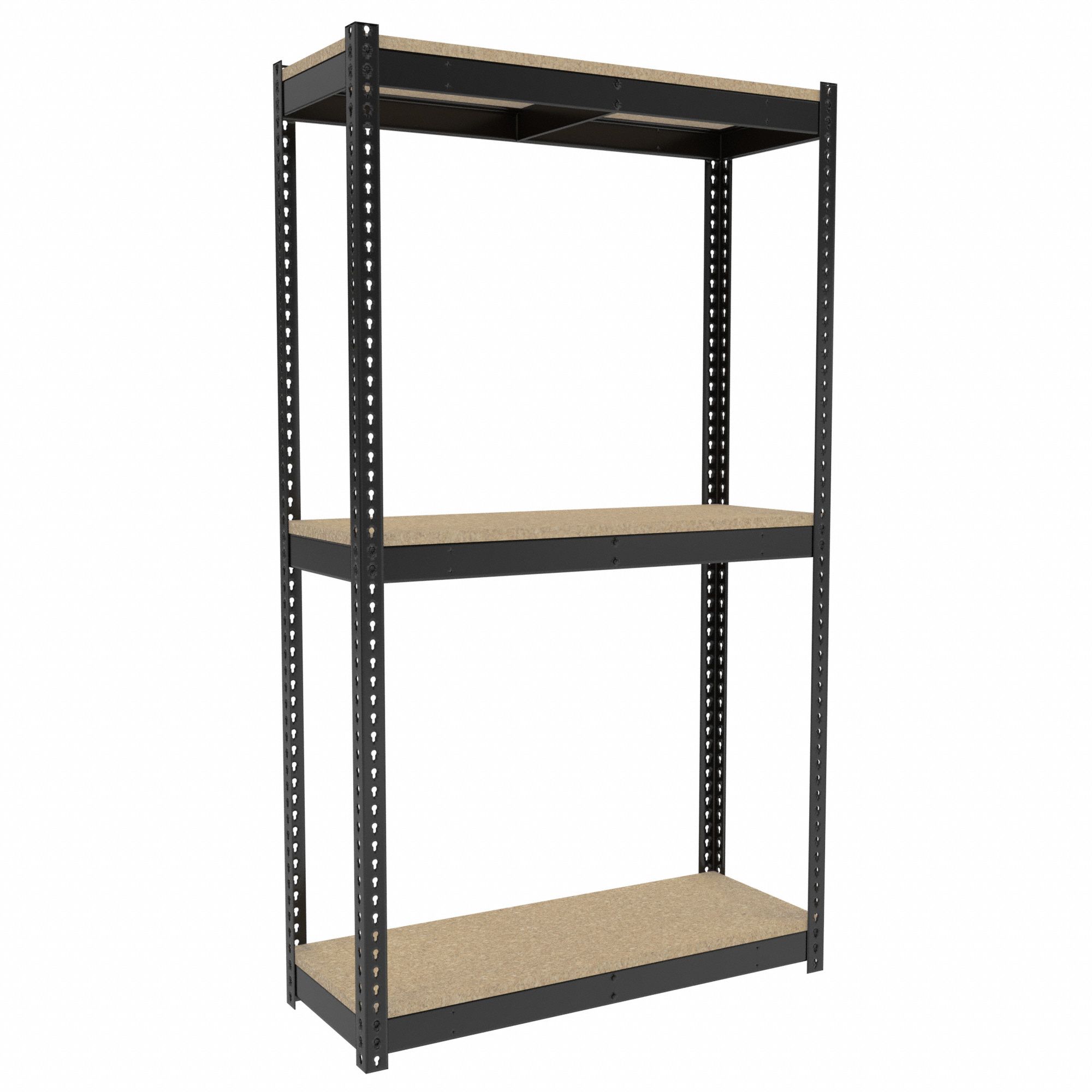 Boltless Shelving: Starter, Medium-Duty, 48 in x 18 in, 84 in Overall Ht, 3 Shelves, Open