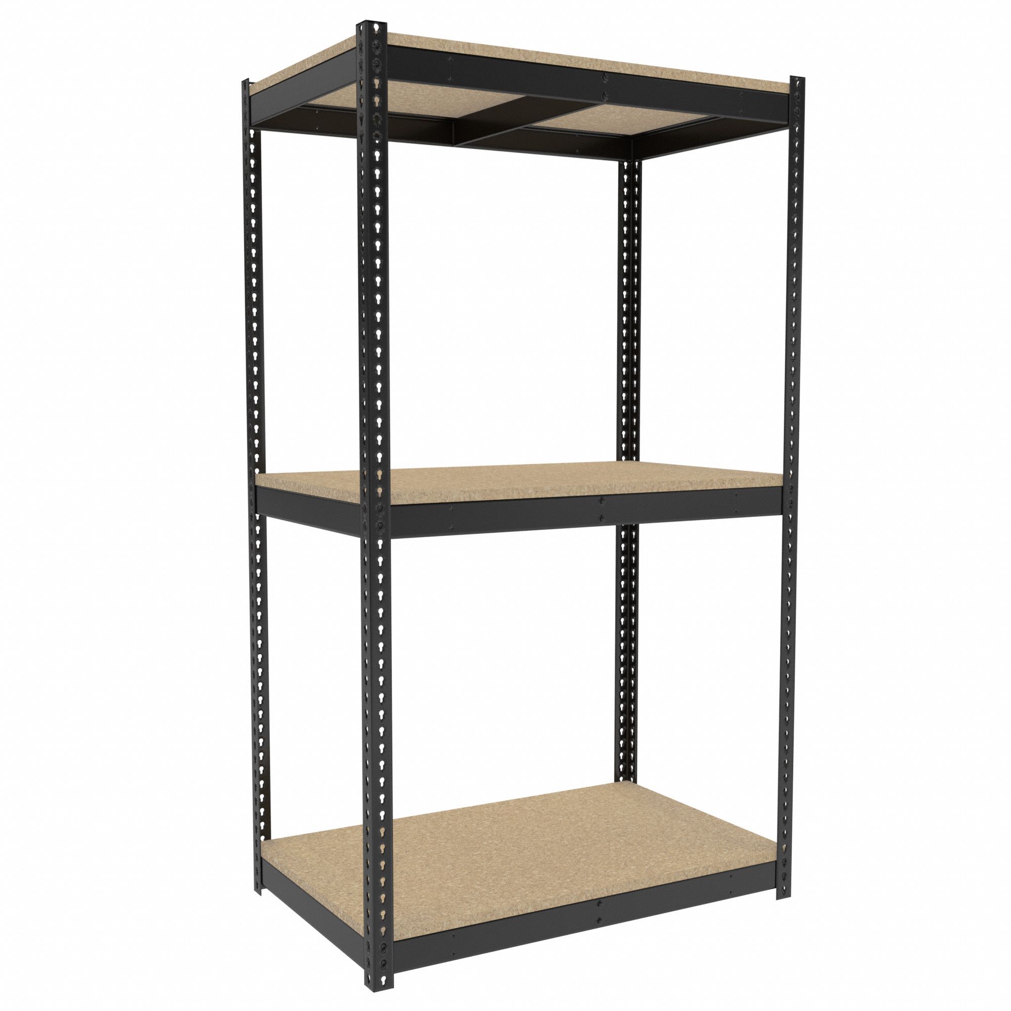 Boltless Shelving: Starter, Medium-Duty, 48 in x 30 in, 84 in Overall Ht, 3 Shelves, Open