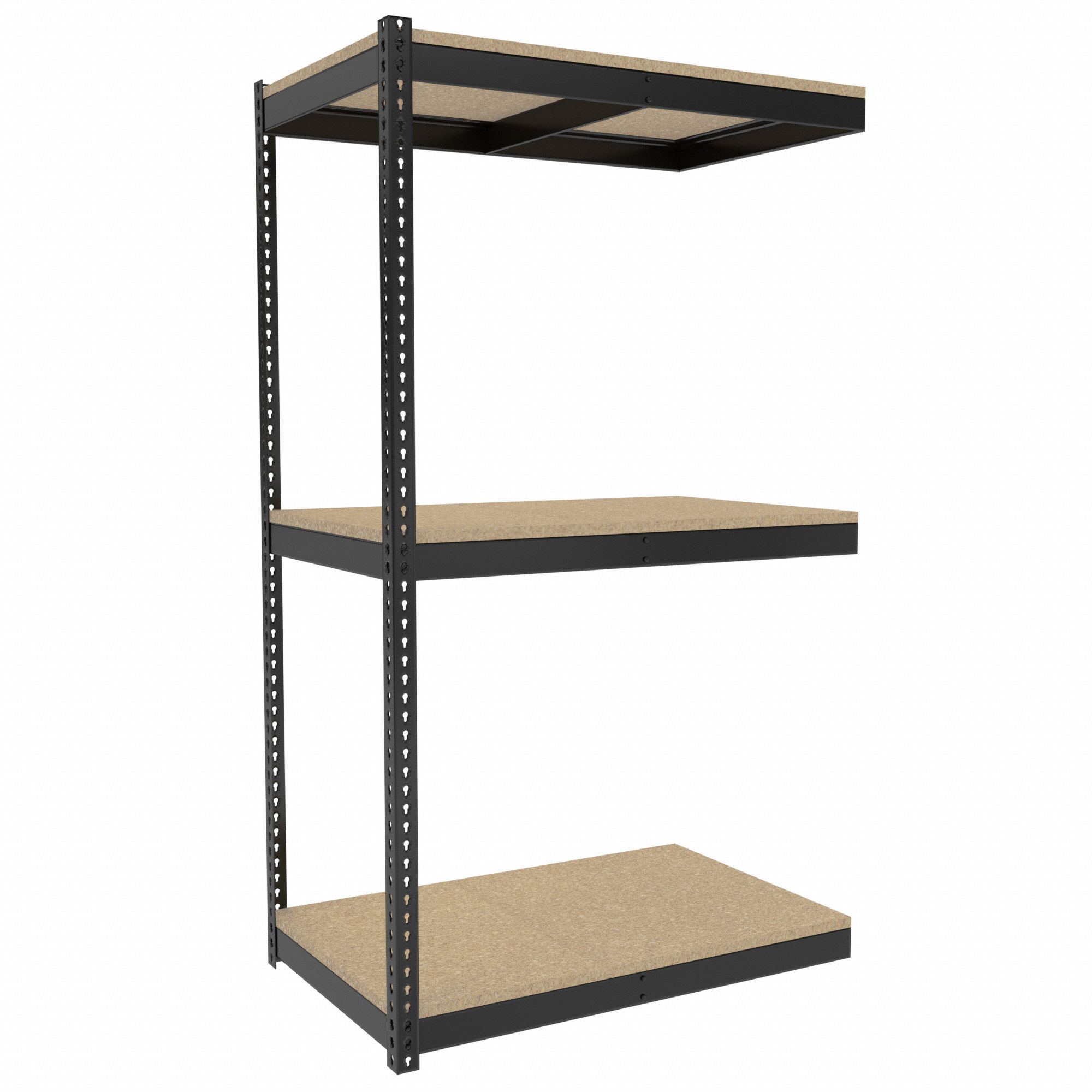 Boltless Shelving: Add-On, Medium-Duty, 48 in x 30 in, 84 in Overall Ht, 3 Shelves